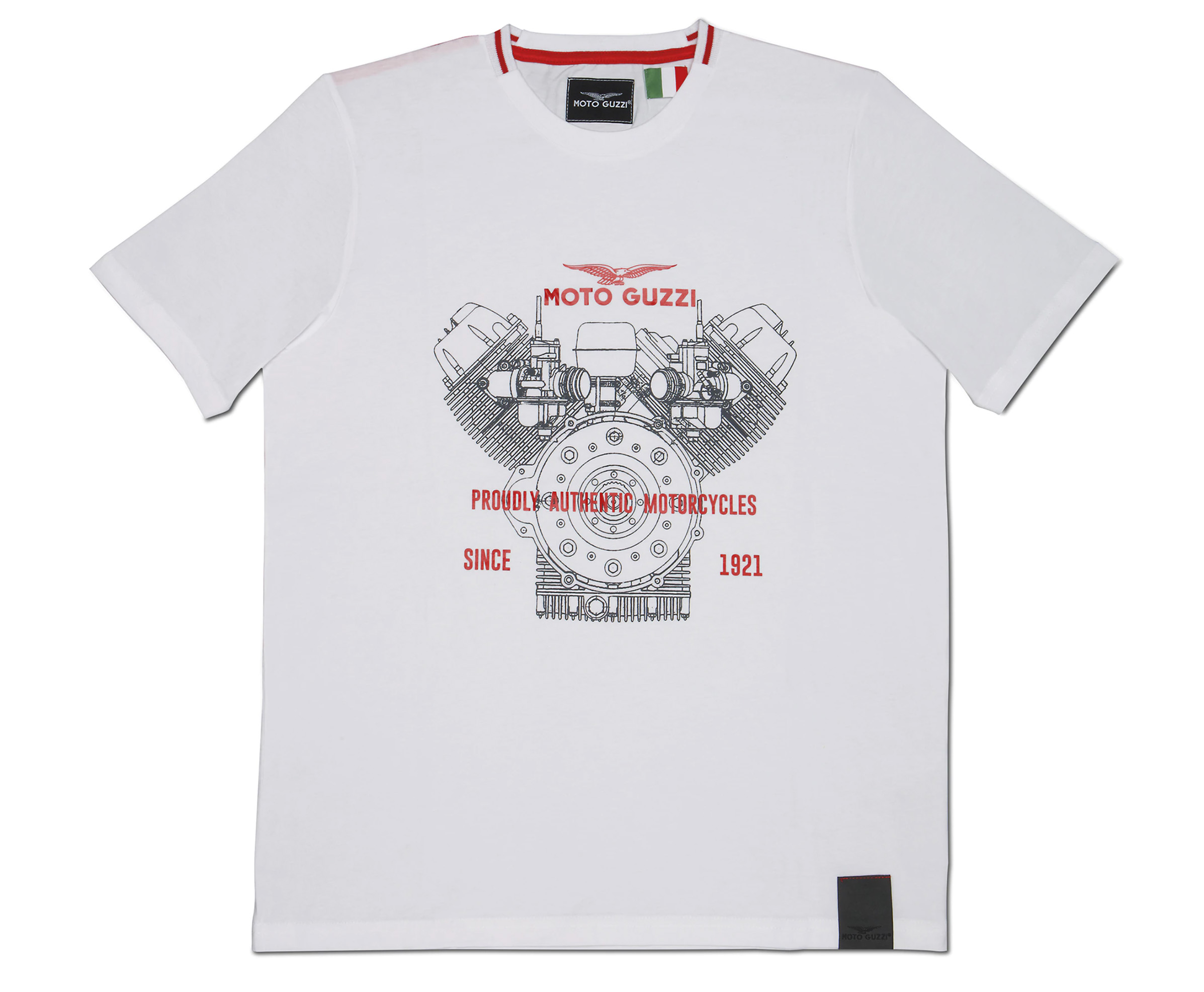 Maglietta Moto Guzzi Uomo Cotone Classico Bianco